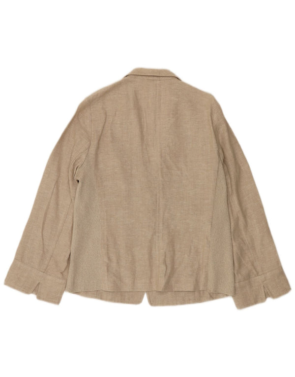 Paolo Tonali Chaqueta tipo blazer con 1 botón para mujer Reino Unido 42 Lino beige mediano
