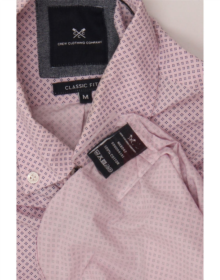 Crew Clothing Camisa de corte clásico para hombre de algodón con manchas rosa medio