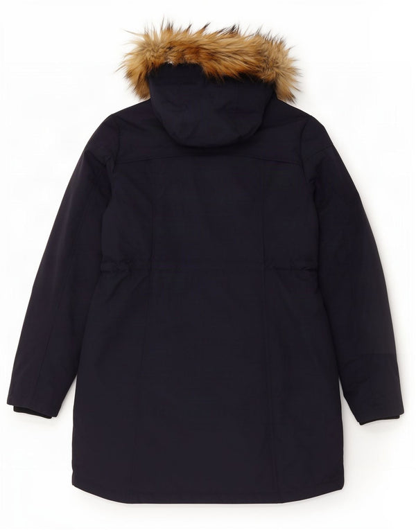Fat Face Womens Hooded Padded Coat UK 14 Medium Navy Blue Nylon