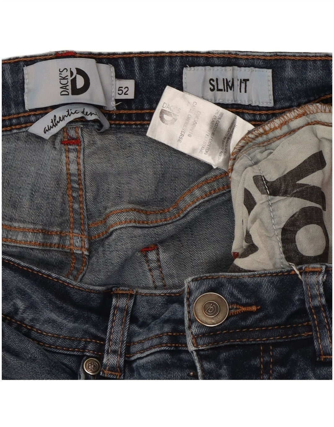 Dack's Jeans ajustados para hombre IT 52 XL W36 L30 Algodón azul