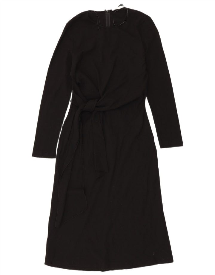 ZARA Vestido largo de manga larga para mujer UK 40 Mediano Lana negra