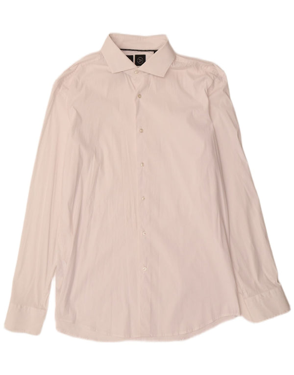 Hugo Boss Camisa Slim Fit para hombre Talla 44 17 1/2 XL Algodón blanco