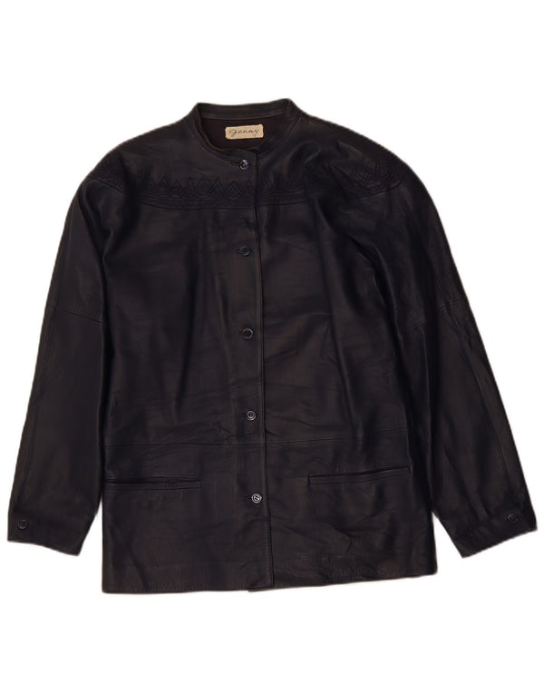 GENNY Chaqueta de cuero extragrande para mujer EU 34 XS Azul marino