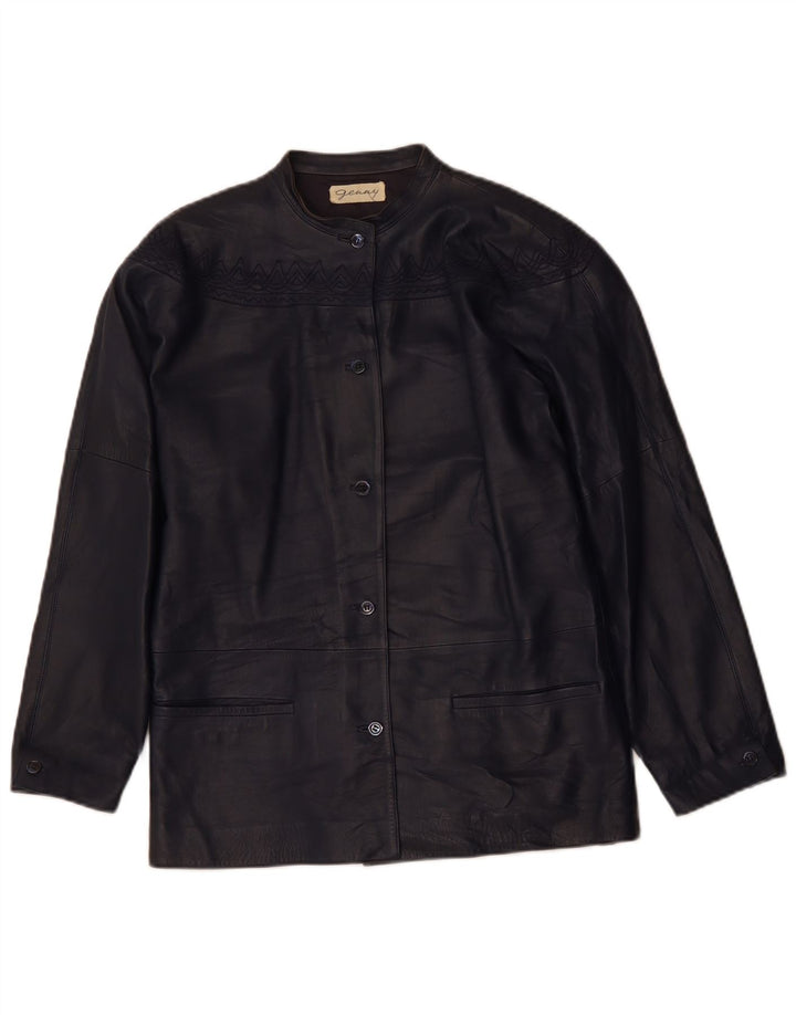 GENNY Chaqueta de cuero extragrande para mujer EU 34 XS Azul marino