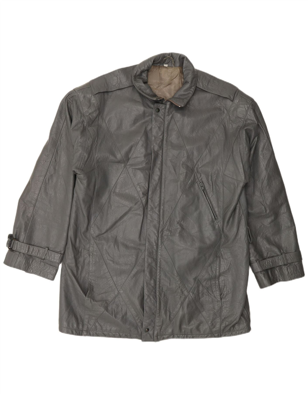Chaqueta de cuero vintage para hombre IT 52 XL cuero gris