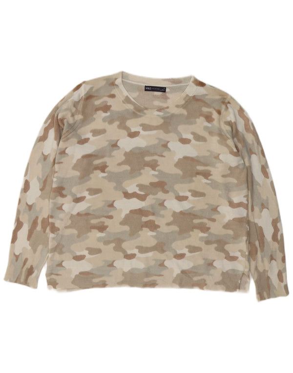 Marks & Spencer Jersey con Cuello Barco para Mujer UK 40 XL Camuflaje Gris