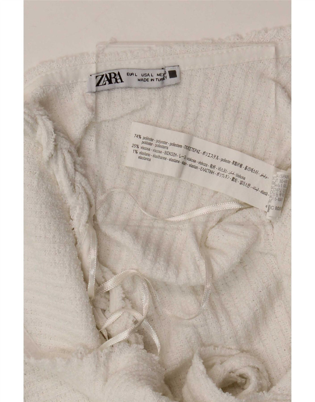 Zara Vestido recto sin mangas para mujer UK 44 Poliéster blanco grande
