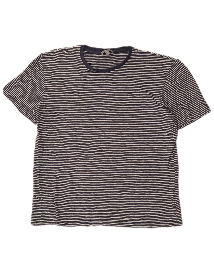 Cos Camiseta para hombre Top Algodón a rayas azul medio