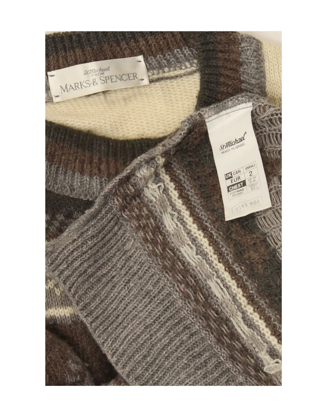 Marks & Spencer St. Michael - Jersey de cuello redondo para hombre, talla pequeña, color marrón