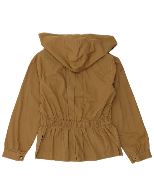 VINTAGE Mujer 4 Botones Con Capucha Blazer Chaqueta Tamaño 6 2XS Algodón Marrón