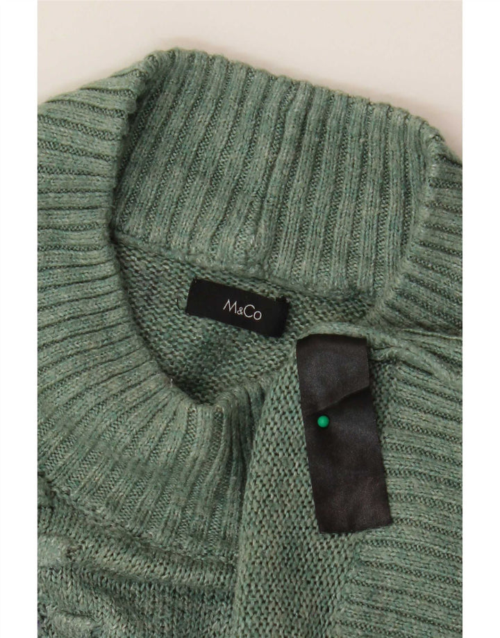 M&Co Suéter tipo jersey de cuello alto de gran tamaño para mujer UK 10 Small Green
