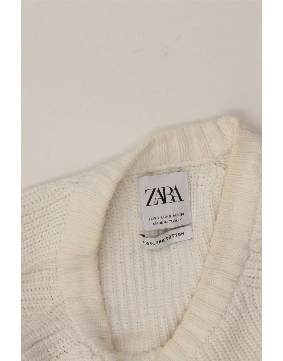 Zara Hombre Jersey Cuello Redondo Jersey Small Blanco Algodón