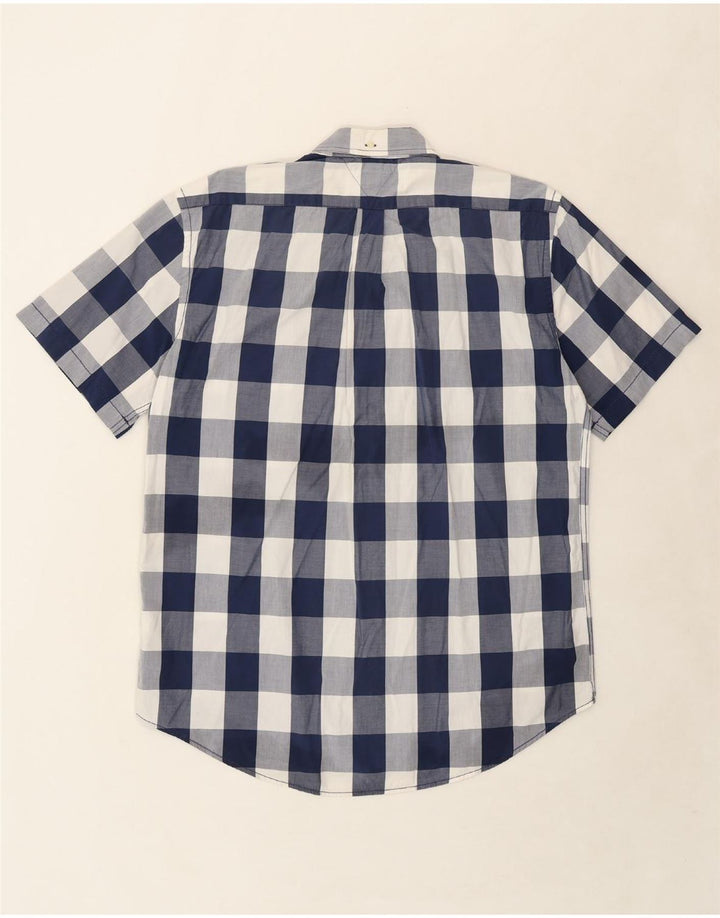 TOMMY HILFIGER Mens trim fit Short Sleeve Pullover Shirt Large Blue Check Vintage Tommy Hilfiger and Second-Hand Tommy Hilfiger from Messina Hembry 