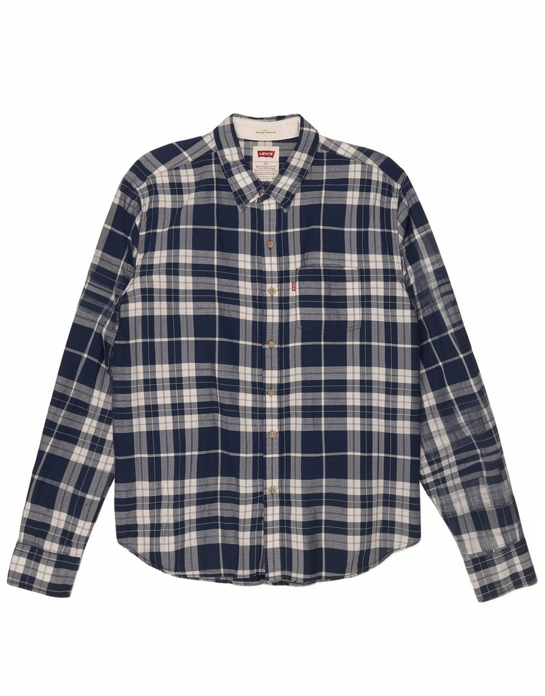 Camisa Levi's para hombre 2XL Lino a cuadros azules