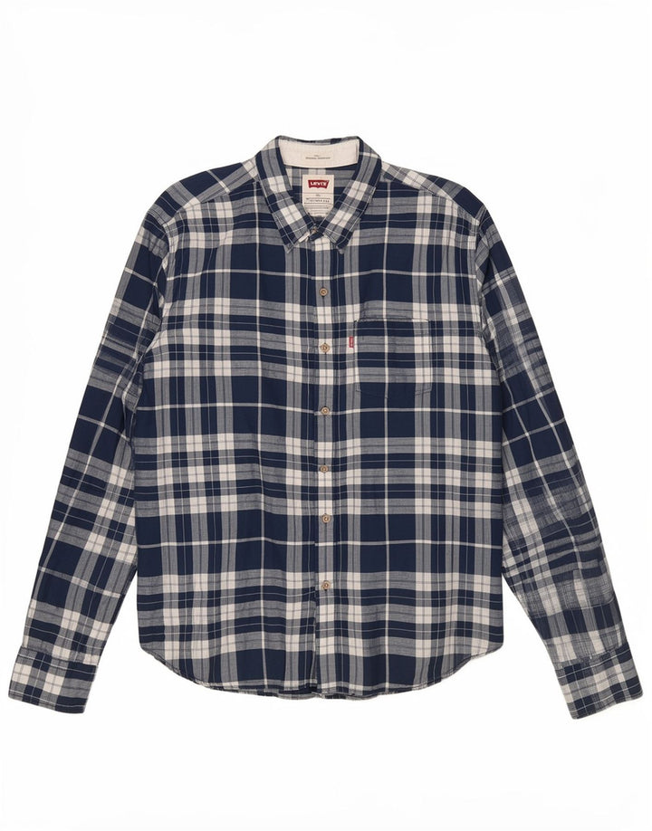 Camisa Levi's para hombre 2XL Lino a cuadros azules