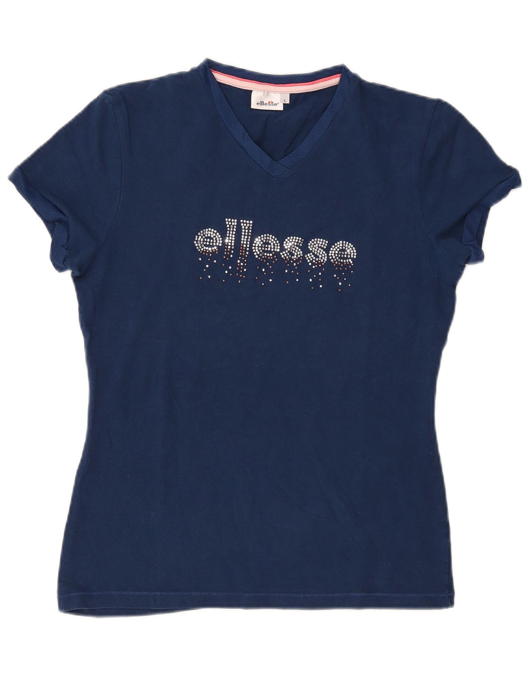 ELLESSE Camiseta gráfica para mujer Top UK 40 Grande Algodón azul marino