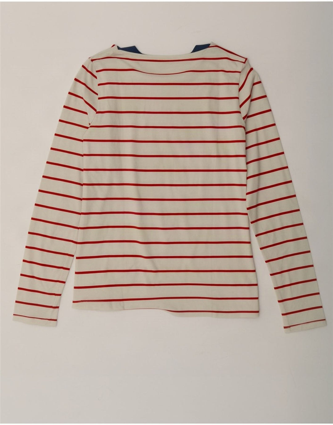 Lacoste Mujer Top Manga Larga Talla 38 Mediano Off White Algodón A Rayas