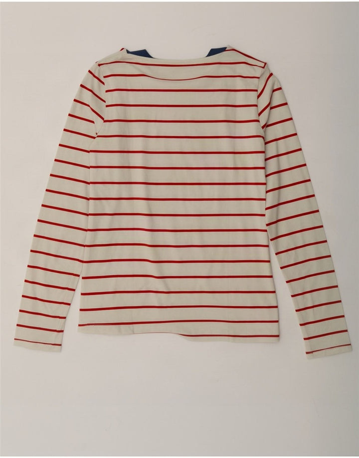 Lacoste Mujer Top Manga Larga Talla 38 Mediano Off White Algodón A Rayas