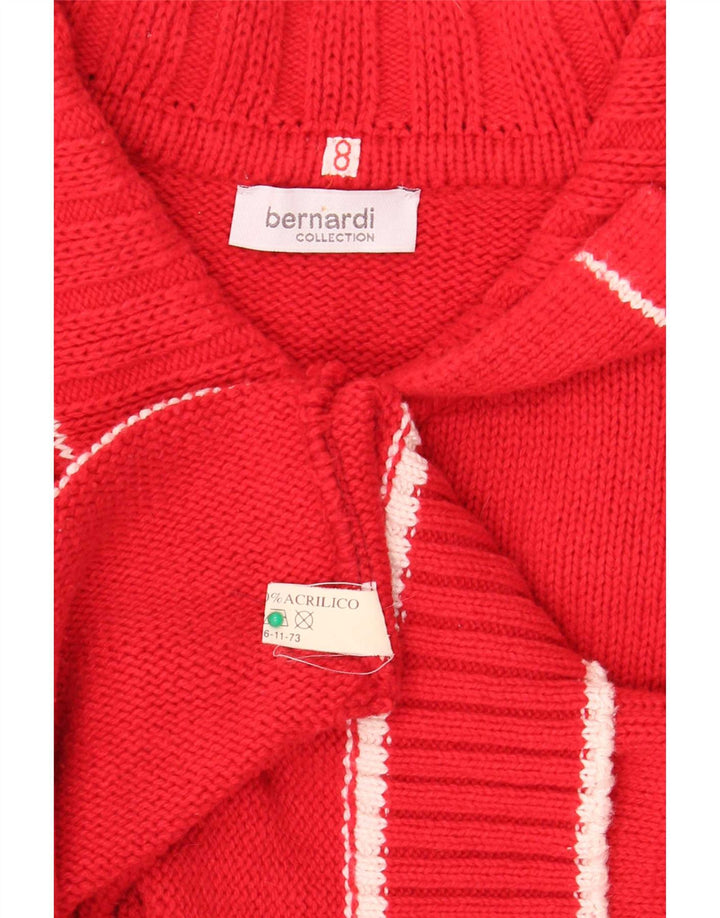 Bernardi - Cárdigan con cremallera completa para mujer, diseño gráfico, talla 8, algodón rojo mediano