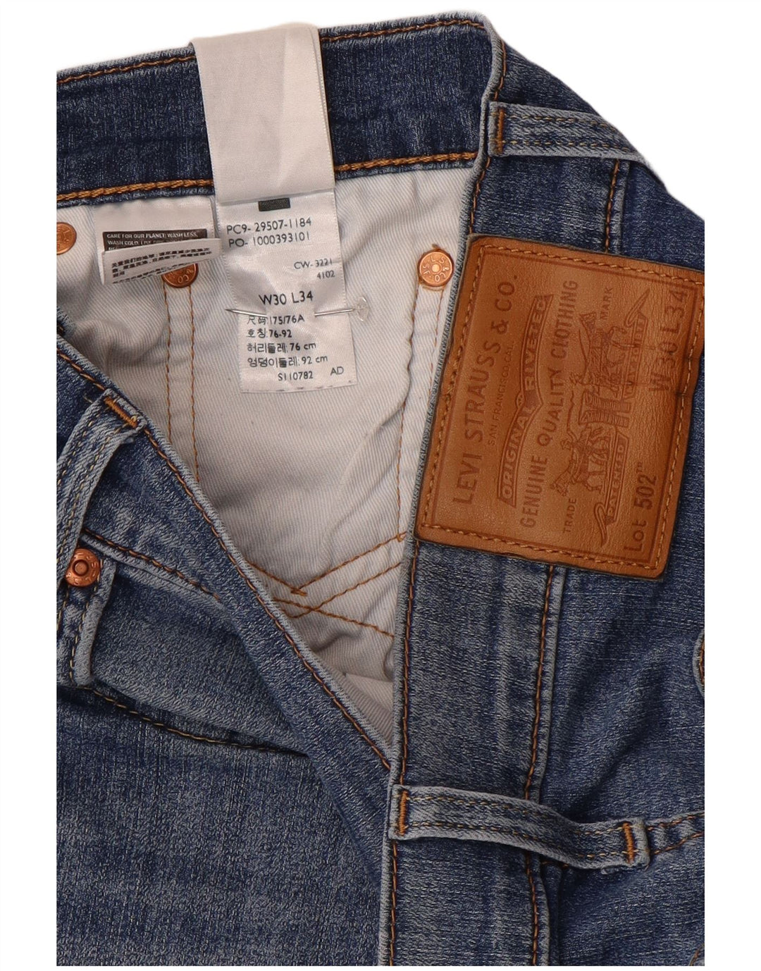 Vaqueros Levi's 502 Tapered para hombre W30 L34 Algodón azul