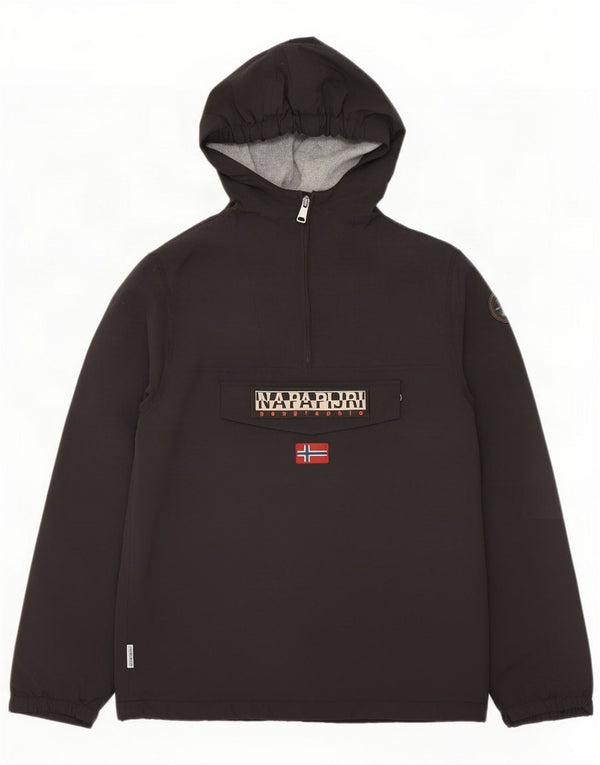 Napapijri Boys Graphic Hooded Anorak Jacket 13-14 Years Black Polyamide