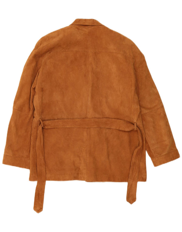Chaqueta blazer vintage de ante con 2 botones para mujer IT 44 Marrón medio