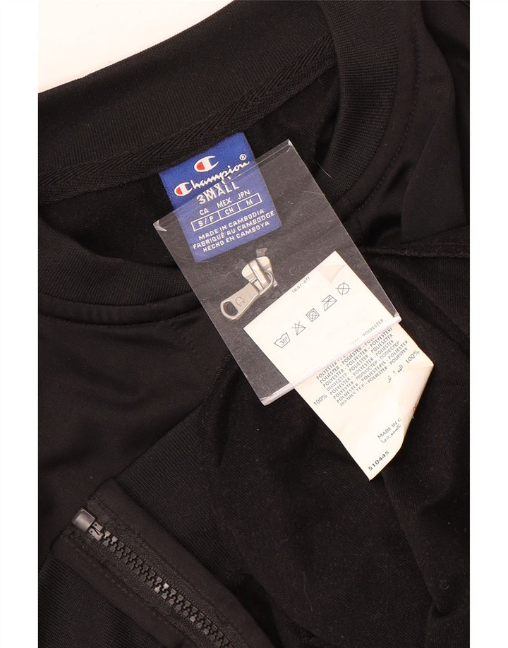 Champion Mujer Crop Graphic Chándal Top Chaqueta UK 10 Small Negro