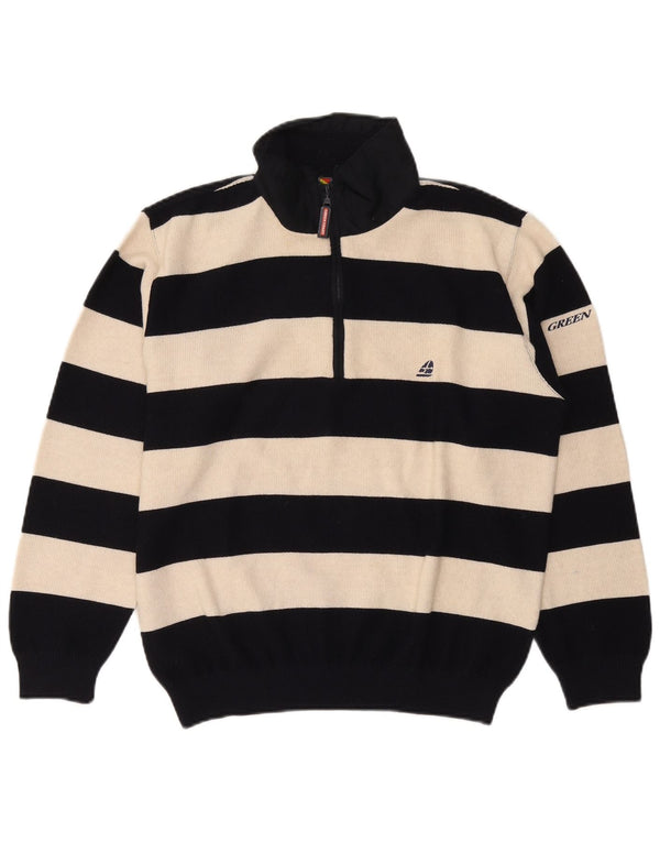 Green Coast Jersey con cuello y cremallera para hombre IT 48 Lana a rayas negra mediana