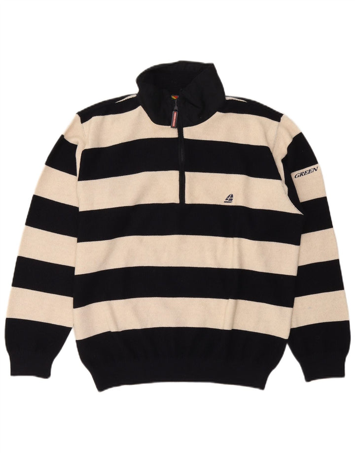 Green Coast Jersey con cuello y cremallera para hombre IT 48 Lana a rayas negra mediana