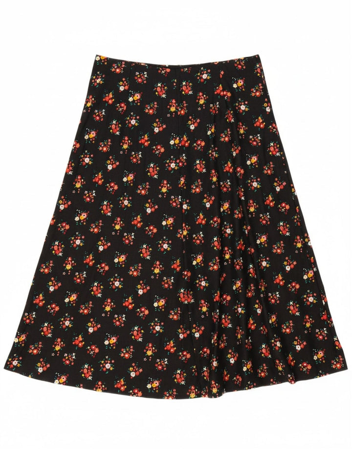 VINTAGE Womens A-Line Skirt W30 Medium  Black Floral Vintage Vintage and Second-Hand Vintage from Messina Hembry 