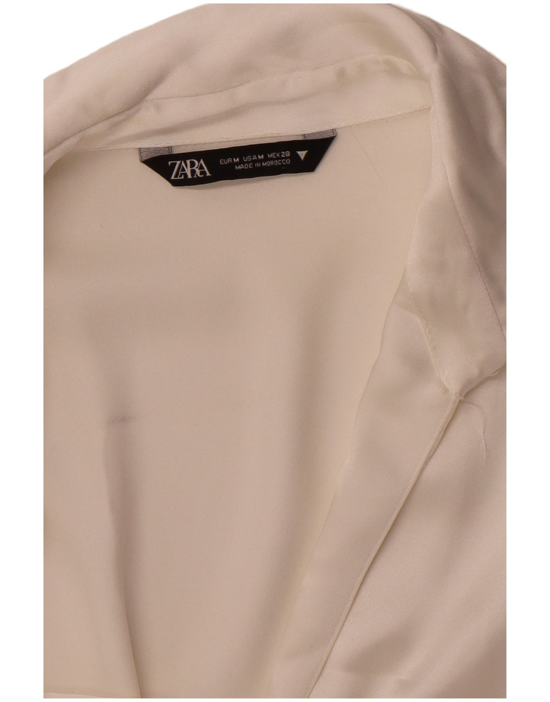 ZARA Vestido camisero tipo jersey para mujer UK 44 Seda blanca mediana