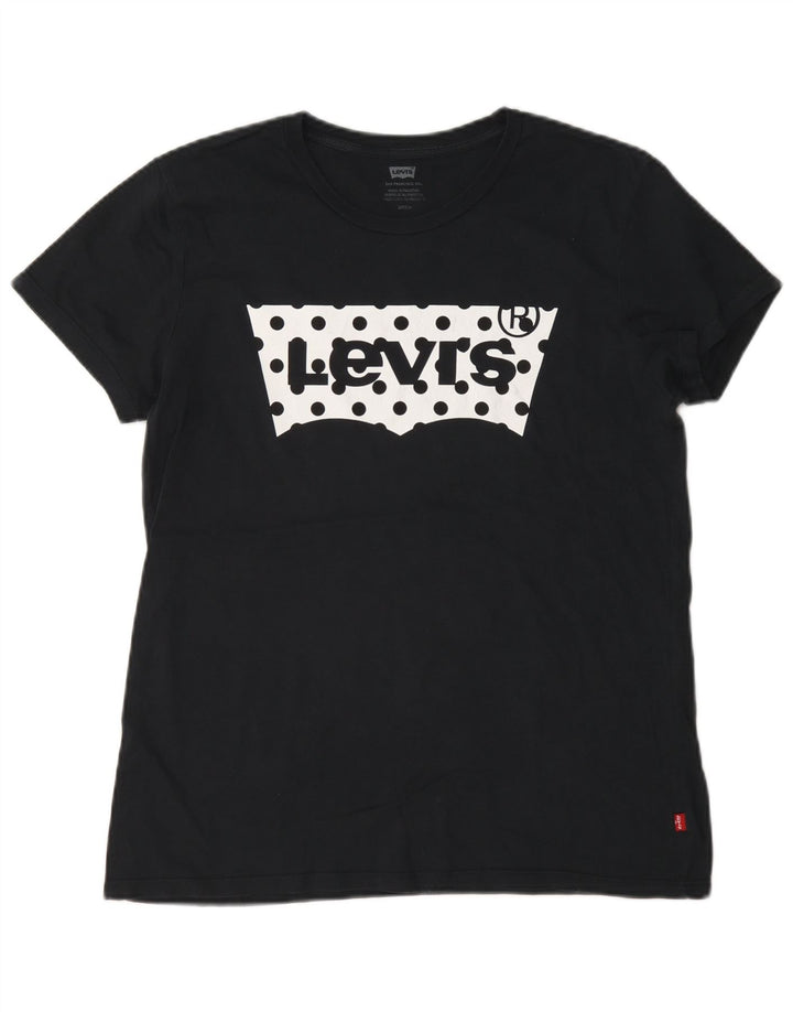 Levi's Camiseta con gráfico extragrande para mujer UK 10 Small Black