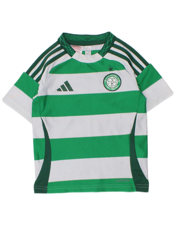 Adidas Camiseta gráfica para niño 4-5 años Verde Rayas Poliéster