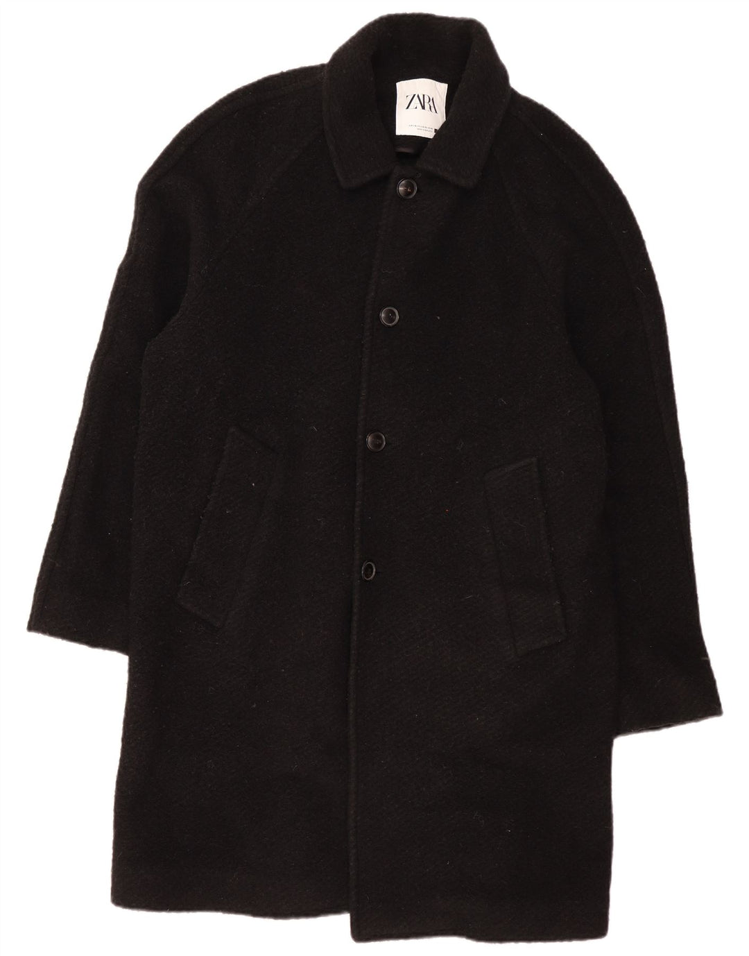 Zara Hombre Abrigo UK 40 Grande Lana Negra
