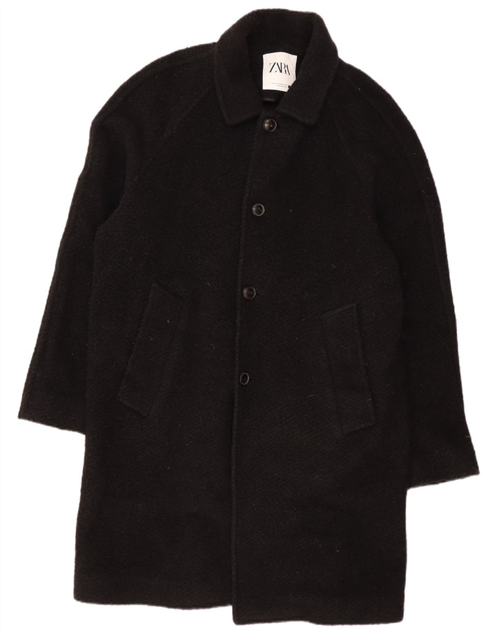 Zara Hombre Abrigo UK 40 Grande Lana Negra