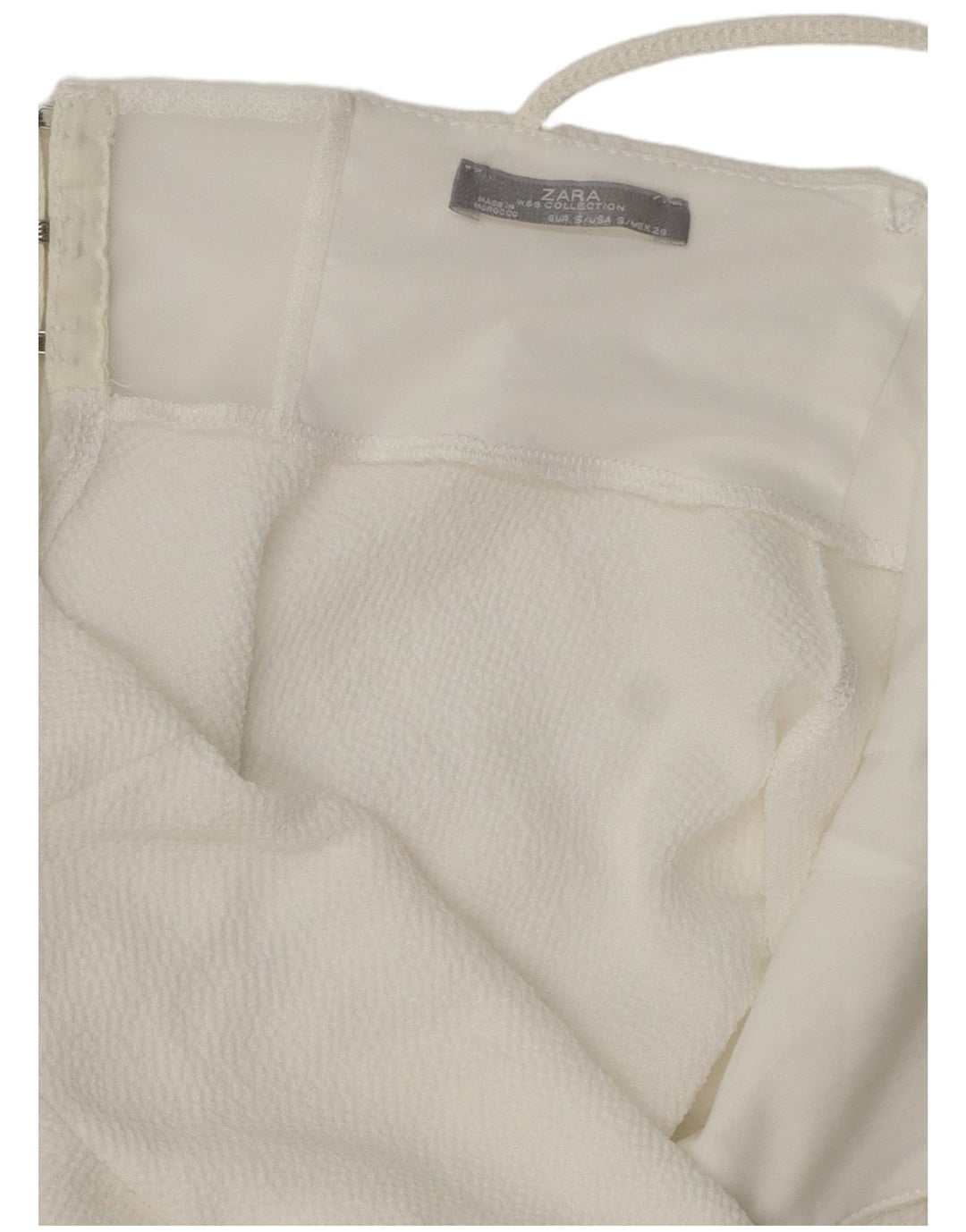 Zara Mujer Top Cami Asimétrico UK 8 Small Blanco