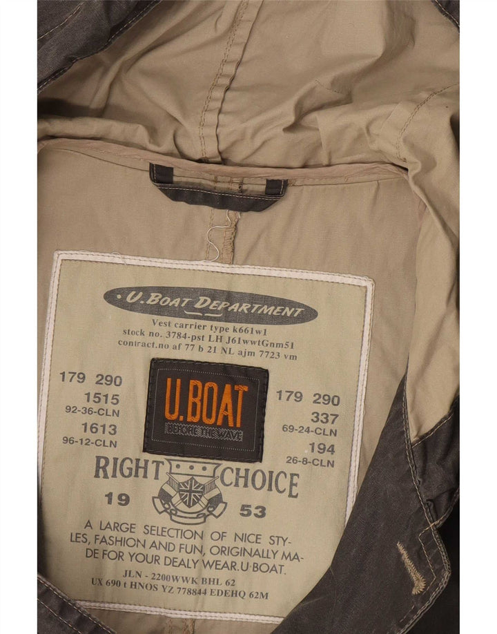 Vintage hombres con capucha chaqueta cortavientos Reino Unido 38 gris medio