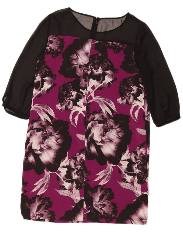 Kaliko Vestido recto de manga 3/4 para mujer UK 44 Poliéster floral morado grande