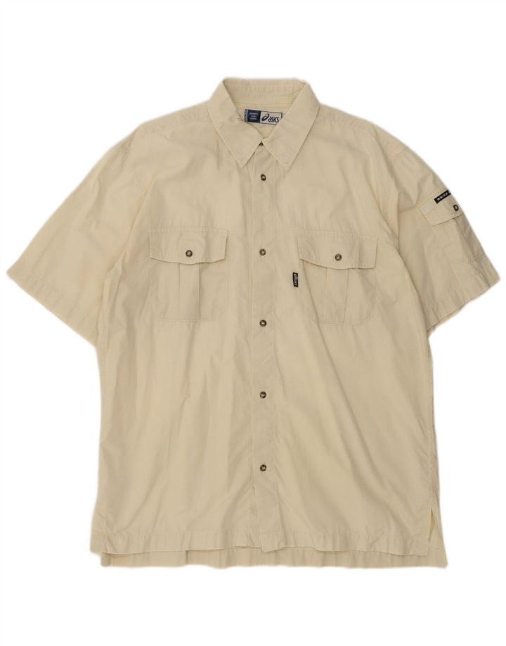Camisa Asics Hombre Manga Corta XL Beige Algodón
