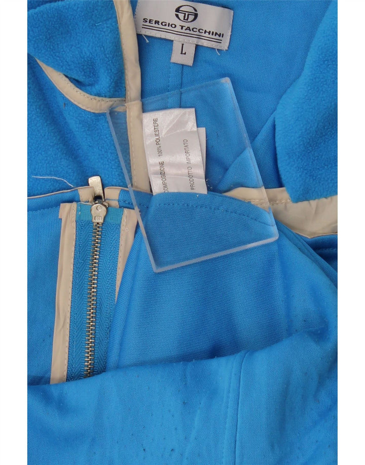 SERGIO TACCHINI Chaqueta polar para mujer UK 14 Poliéster a rayas azules grandes