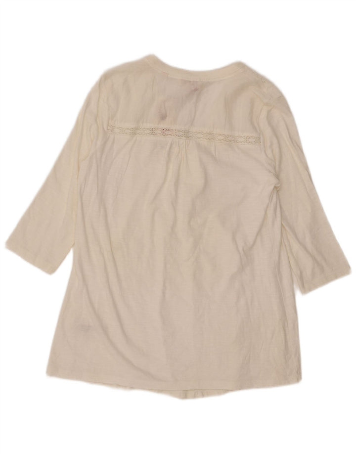 Blusa de manga 3/4 para mujer de Fat Face UK 40 Algodón blanco mediano