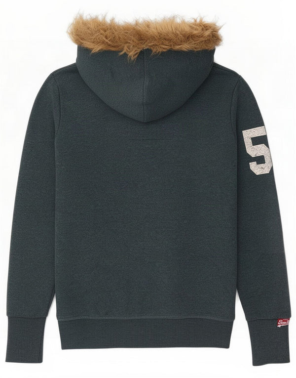 Suéter con capucha y cremallera Superdry para mujer UK 40 Small Blue Cotton