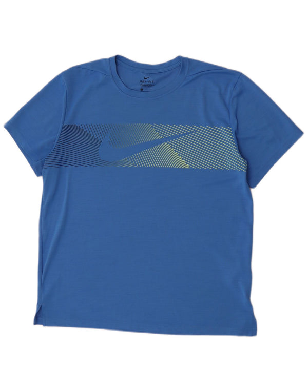 Nike Camiseta gráfica de ajuste estándar de manga corta para hombre, talla grande, azul