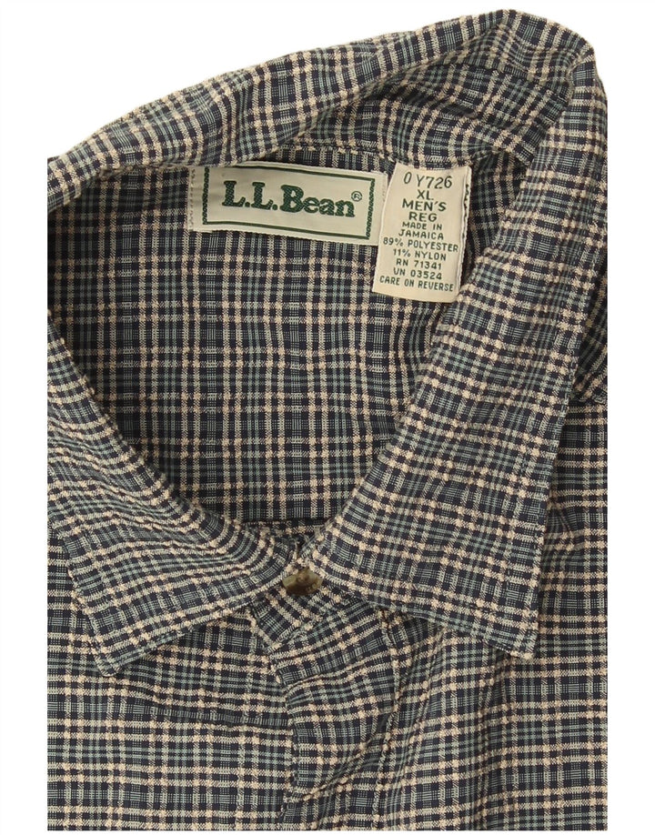 L.L.Bean Camisa de franela para hombre XL Poliéster a cuadros verdes