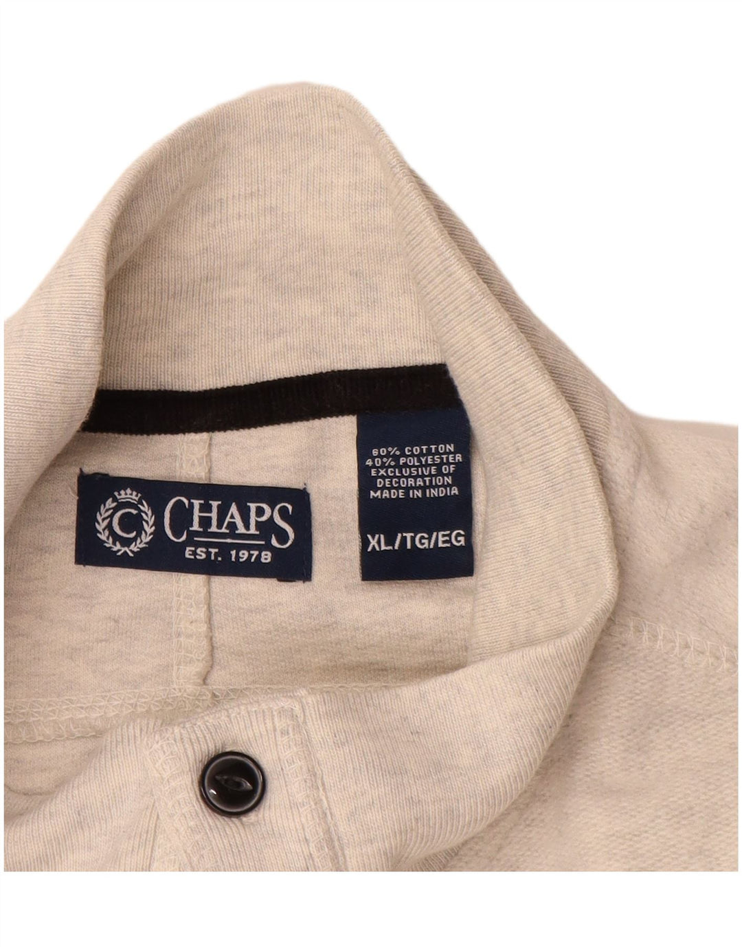 Chaps Hombre Botón Cuello Sudadera Jumper XL Gris Colorblock Algodón