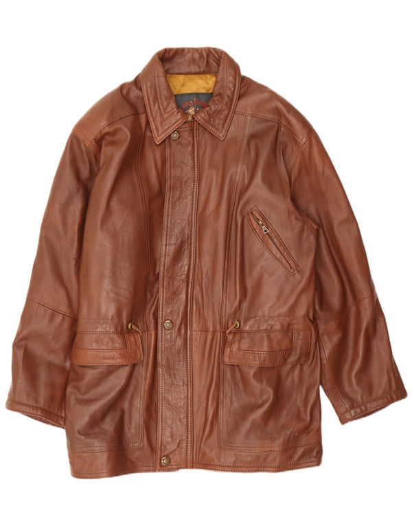 Lavorazione Artigiana Chaqueta de cuero para hombre UK 44 2XL Cuero marrón