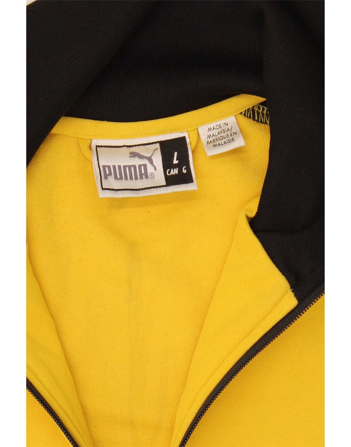 Puma Chaqueta de chándal para hombre, talla grande, poliéster color block amarillo