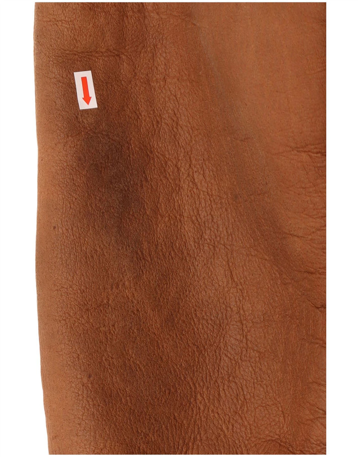 Vintage hombres shearling chaqueta Reino Unido 38 cuero marrón medio clásico