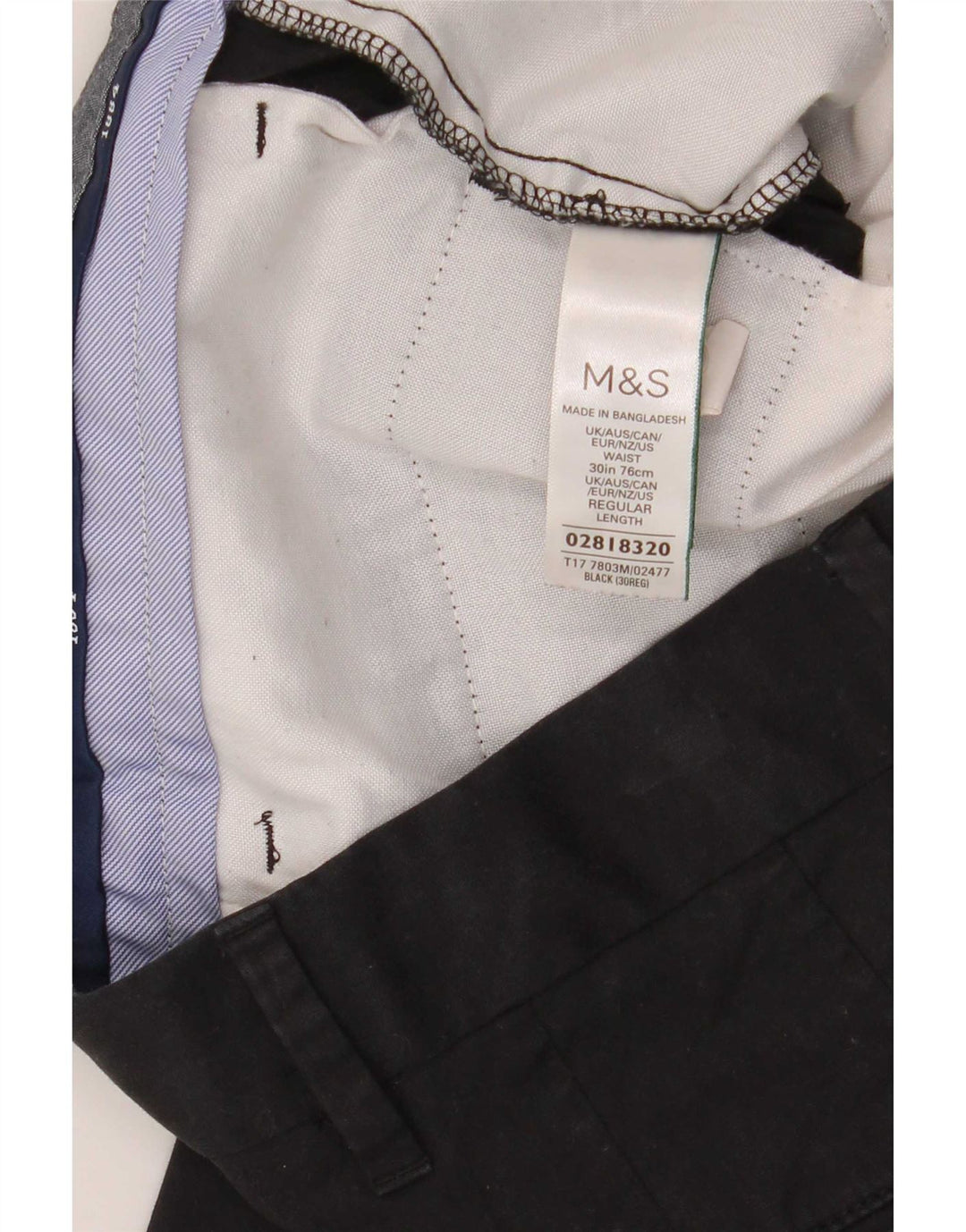 Marks & Spencer Pantalones cortos chinos para hombre W30 Algodón negro mediano