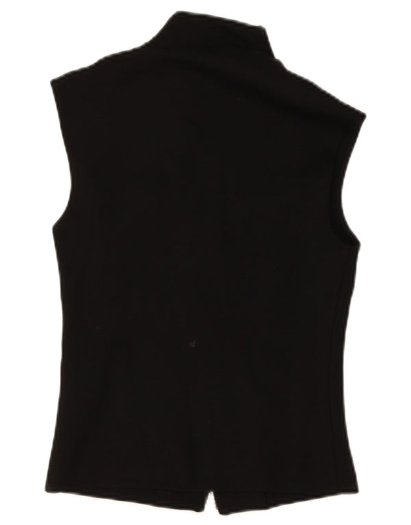Zara Mujer Crop Sin Mangas Chándal Top Chaqueta UK 10 Small Black Viscosa